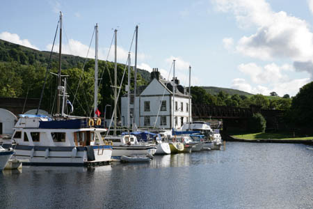 Boats moored at Bowling Basin and Harbour