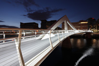 The Squiggly Bridge over the River Clyde in Glasgow's IFSD