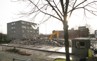 Demolition of existing homes in progress